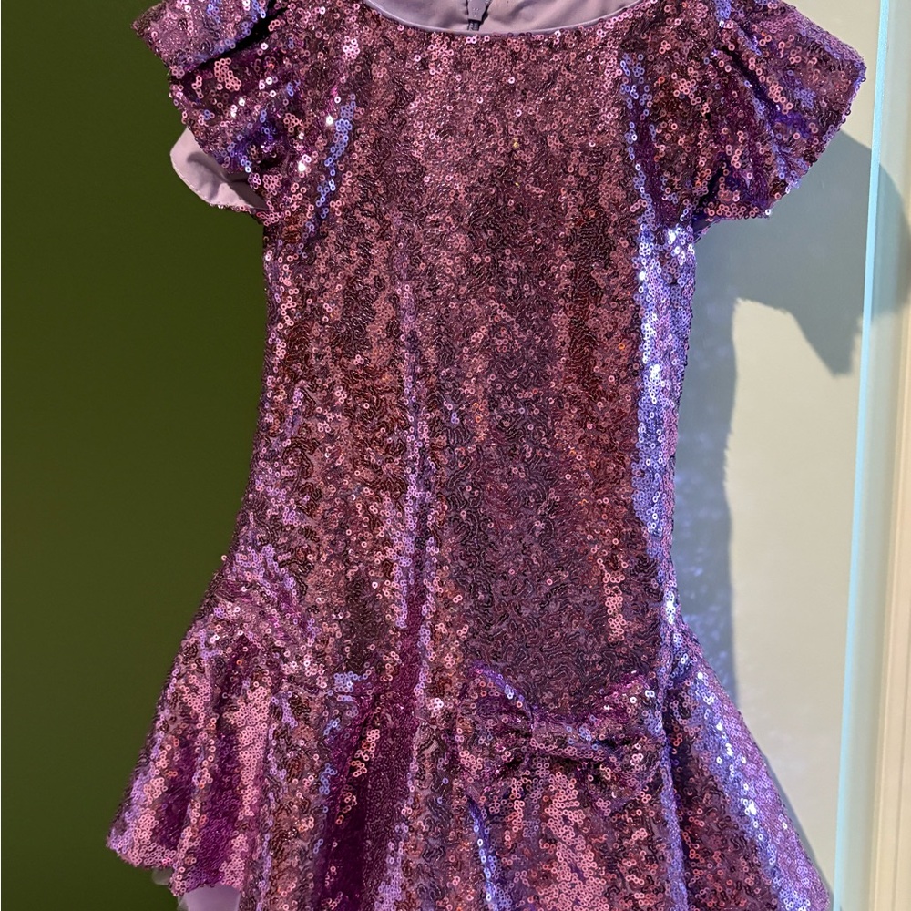 Kid's Dream Purple Formal Dress with Velvet Puff Sleeves